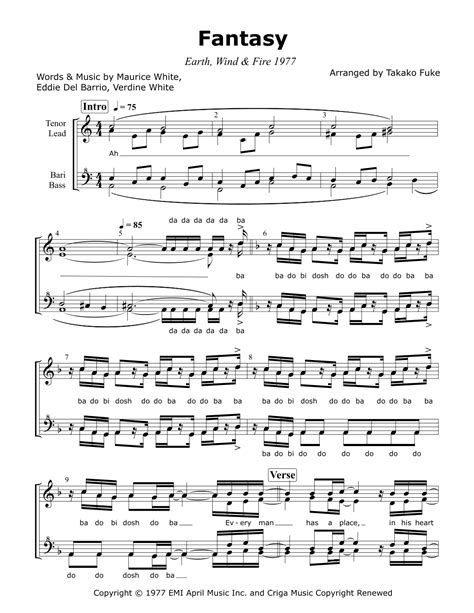 Fantasy Arr Takako Fuke By Earth Wind Fire Sheet Music For