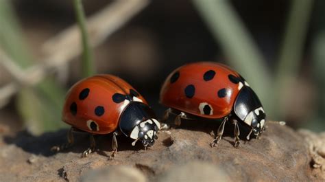 Two Ladybugs Sitting On The Ground Background Pictures Of Male And