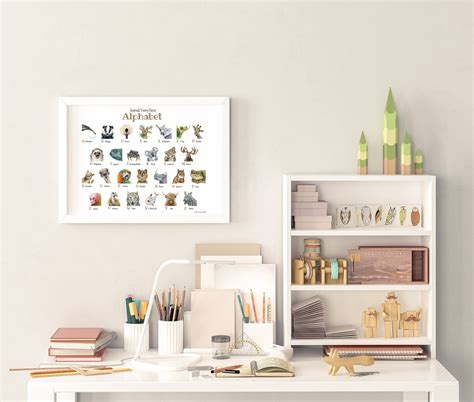 PRINTABLE Animal Alphabet Poster / Landscape ABC Poster / English Language Learning Poster ...