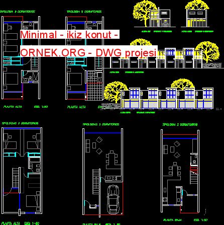 Proje Sitesi Minimal Ikiz Konut Autocad Projesi 1880 Hot Sex Picture