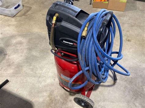 Powermate Vx 10 Gal Air Compressor 150 Psi Max C W Hose 120 Volt Ac 15 Amps Sn 0000369 Model