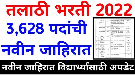 तलाठी भरती 2022 3628 पदांची जाहिरात Talathi Bharti 2022 Online