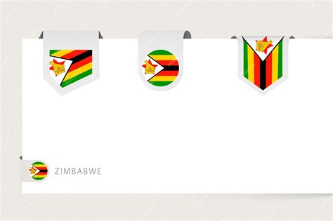 Premium Vector Label Flag Collection Of Zimbabwe In Different Shape