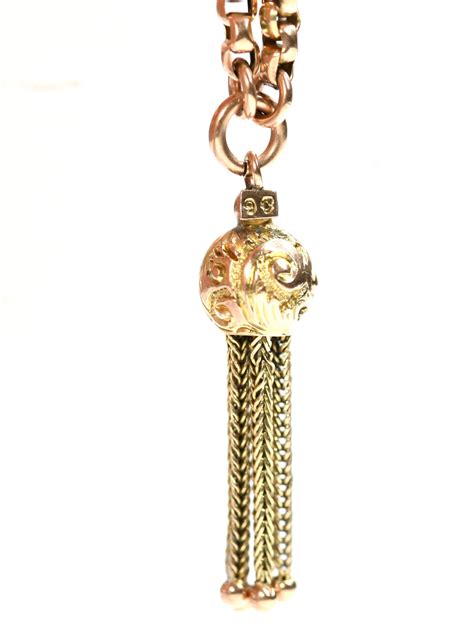 Reserved Superb Antique Victorian 9ct Yellow Gold Tassel Pendant And Part Chain Stamped 9c