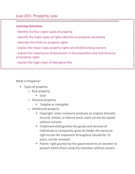 Property Law Law 201 Property Law What Is Property Types Of Property O Real Property Land O