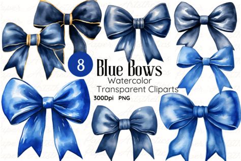 Watercolor Blue Bow Cliparts Baby Boy Graphic By Paper Artsthetics