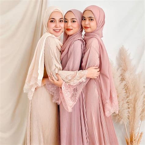 Yeleedon Pleated Allium Lace Abaya Turki Terbaru Jubah Raya Viral