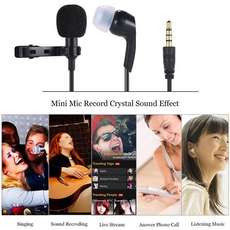 Andoer Mini Clip On Lapel Lavalier Microphone Mic Earphone Omni