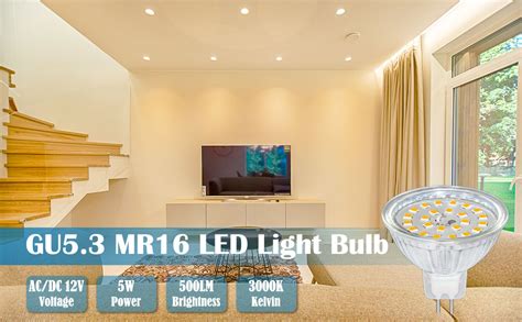 SCNNC MR16 GU5 3 LED Light Bulb 12V 5W Warm White 3000K 500LM Non