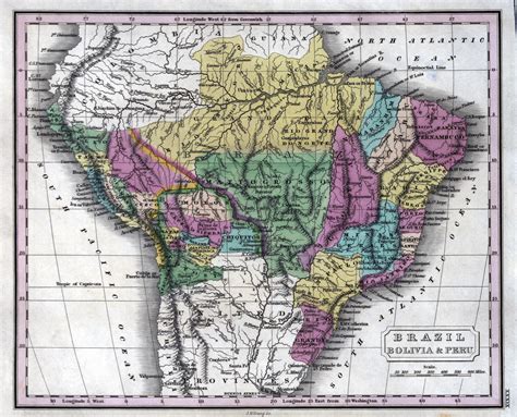 Grande Detallado Mapa Antiguo De Brasil Bolivia Y Perú 1829