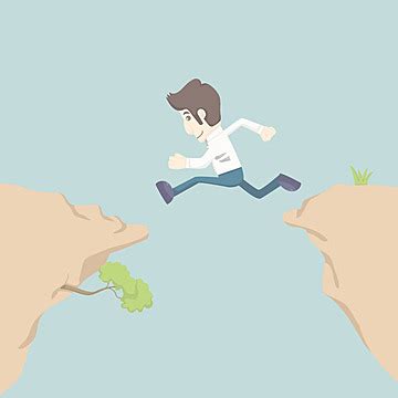 Businessman Jumping Over Gap Together Concept Effort Vector Together