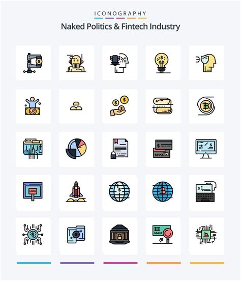 Paquete De Iconos Llenos De L Neas De Pol Tica Desnuda Creativa E