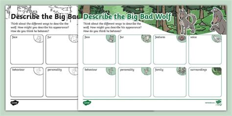 Big Bad Wolf Adjectives Worksheet (Teacher-Made) - Twinkl