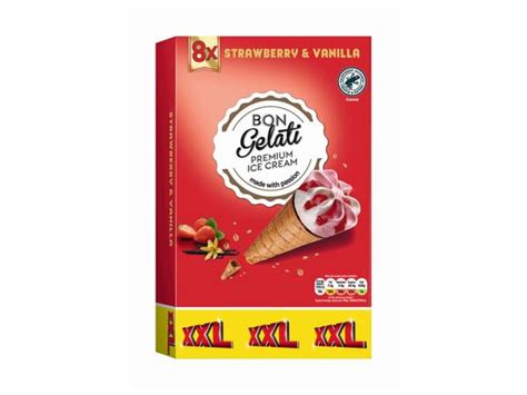 Bon Gelati XXL Strawberry Vanilla Ice Cream Cones Lidl Northern