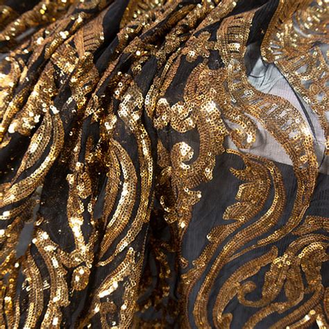 Unique Royal Blue Sequin Over Nude Mesh Dress Fabric Oneyard