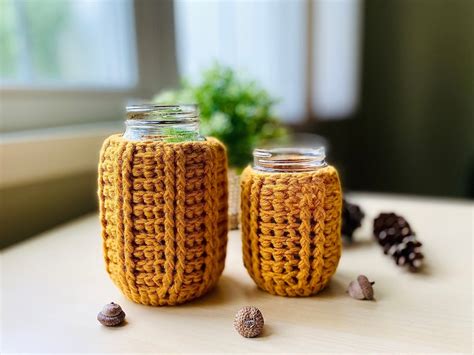 Mason Jar Cozy Pint Quart Sizes Crochet Jar Cover Handmade Etsy