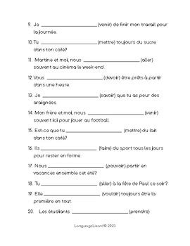 French Present Tense Irregular Verbs Worksheet By Language Lizard