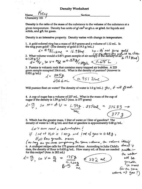 Solved Density Practice Problems Density Is The Amount Of Worksheets Library