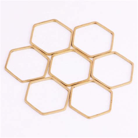 50pcs Raw Brass Hexagon Shape Pendant Charms Raw Brass Earring Etsy