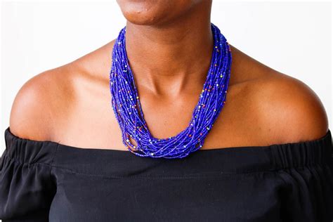 Ari African Beaded Fringe Necklace Zurian