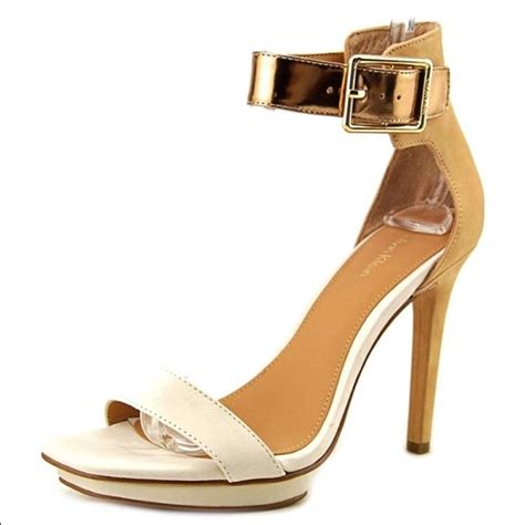 Calvin Klein Shoes Calvin Klein Nude Gold Suede Vable Sandal Heels Poshmark