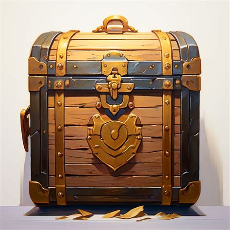 Closed front view golden treasure chest by johny trauking - Playground