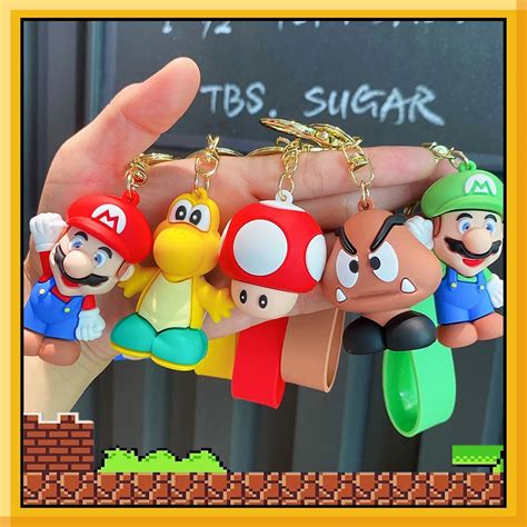 Super Mario Bros Llavero Juego Luigi Toad Yoshi Bowser Figura Para