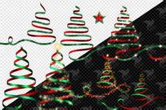 Red And Green Ribbon Christmas Trees Clipart