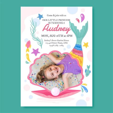 Invitations Paper Paper Party Supplies Mermaid Birthday Invitation