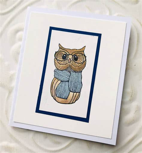 Winter Owl Rubber Stamp From Oldislandstamps Etsy