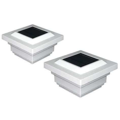 CLASSY CAPS Regal 4 In X 4 In Outdoor White Vinyl LED Solar Post Cap