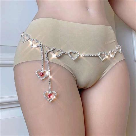Sexy Bikini Rhinestone Crystal Tassel Heart Waist Belly Chain Fashion Jewelry Body Chain Heart