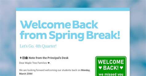 Welcome Back From Spring Break Smore