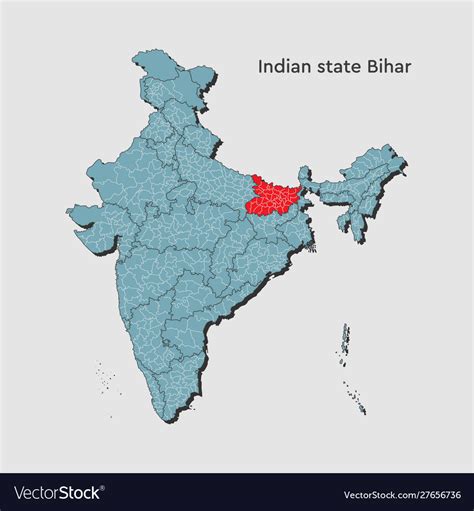 India Country Map Bihar State Template Concept Vector Image