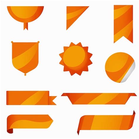 Una Variedad De Banderas Y Insignias Naranjas Vibrantes De Diversas Formas Y Estilos Vector