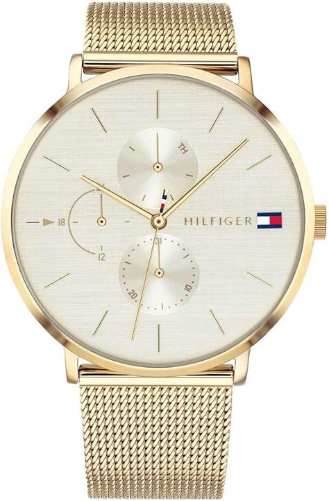 Tommy Hilfiger Womens Multi Dial Quartz Watch With Gold Plated Strap