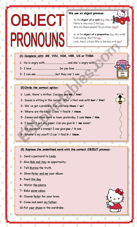 Esl Object Pronouns Worksheet