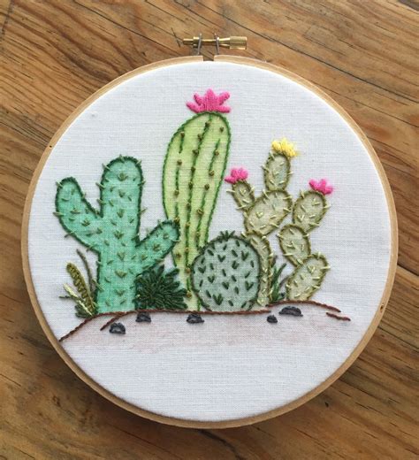 Prickly Cactus Embroidery Hoop By Embroideryb On Etsy Https Etsy