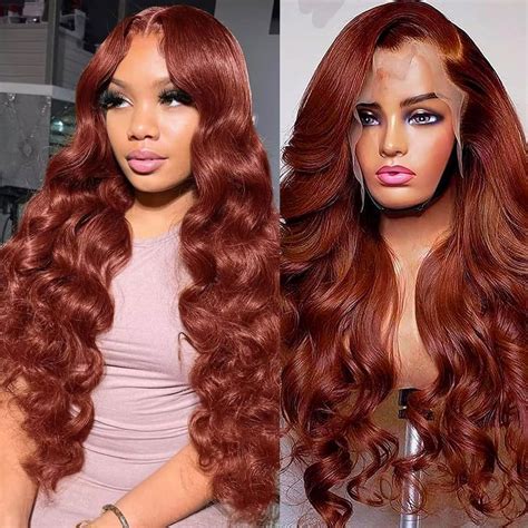 Reddish Brown Lace Front Wigs Human Hair Pre Plucked 180