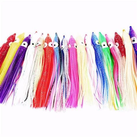 zanlure 10pcs 10cm soft plastic fishing lures trolling squid skirt lure ...