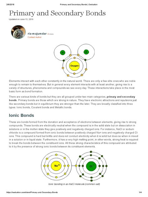 Primary And Secondary Bonds Pdf Chemical Bond Hydrogen Bond