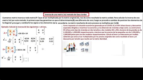 Inversa De Una Matriz 2x2 Por Gauss Jordan YouTube