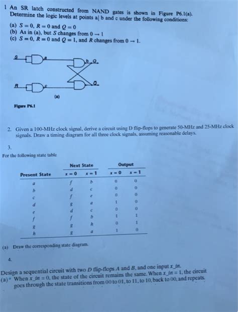 Solved 1 An SR Latch Constructed From NAND Gates Is Shown In Chegg