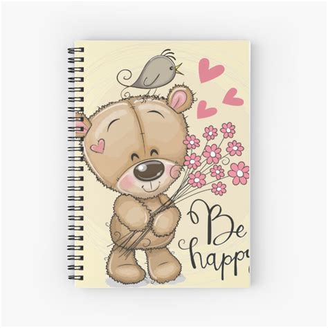 Cuaderno De Espiral Lindo Oso De Peluche De Dibujos Animados Con