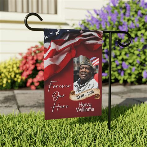 American Flag Cemetery Flag Personalized Photo Memorial In Etsy