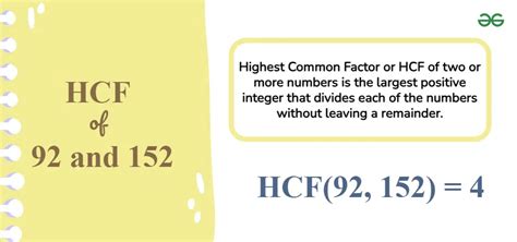 HCF of 92 and 152 | GeeksforGeeks