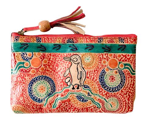 Aboriginal Purse Vanity Case Little Penguin Red Australia Indigenous