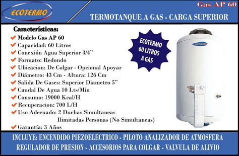 Termotanque Ecotermo Lt Alta Potencia Gas Natural Encendido Piezo