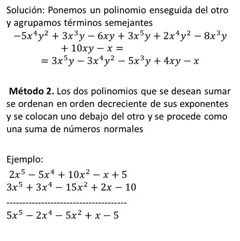 10 Ejemplos De Suma De Polinomios Nuevo Ejemplo