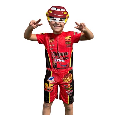 Roupa Do Relâmpago Mcqueen - Fantasia Relâmpago Mcqueen Com Máscara Roupa Infantil Carros | Shopee ...